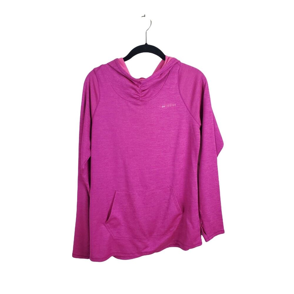 New Balance Dry Sweatshirt L Womens Thumb Holes Hooded Long Sleeve Barbie Core